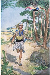 翌朝、鳥が木から木へと飛んでいくのを追って、1930年代 作： René Bull